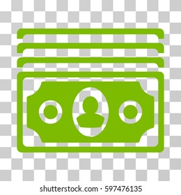 Banknotes icon. Vector illustration style is flat iconic symbol, eco green color, transparent background. Designed for web and software interfaces.