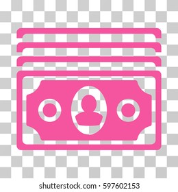 Banknotes icon. Vector illustration style is flat iconic symbol, pink color, transparent background. Designed for web and software interfaces.