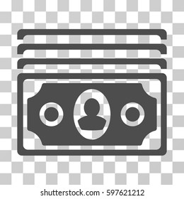 Banknotes icon. Vector illustration style is flat iconic symbol, gray color, transparent background. Designed for web and software interfaces.