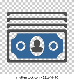 Banknotes icon. Vector pictograph style is a flat symbol, color, chess transparent background. Designed for software and web interface toolbars and menus.