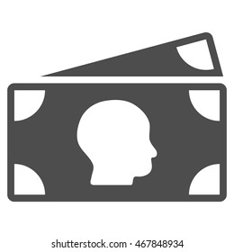 Banknotes icon. Vector style is flat iconic symbol with rounded angles, gray color, white background.