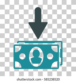 Banknotes Income icon. Vector illustration style is flat iconic bicolor symbol, soft blue colors, transparent background. Designed for web and software interfaces.