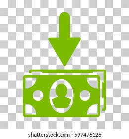 Banknotes Income icon. Vector illustration style is flat iconic symbol, eco green color, transparent background. Designed for web and software interfaces.