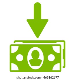 Banknotes Income icon. Vector style is flat iconic symbol with rounded angles, eco green color, white background.