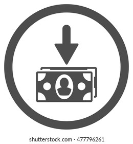 Banknotes Income rounded icon. Vector illustration style is flat iconic symbol, gray color, white background.