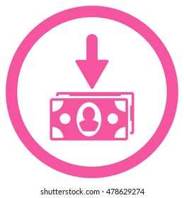 Banknotes Income rounded icon. Vector illustration style is flat iconic symbol, pink color, white background.