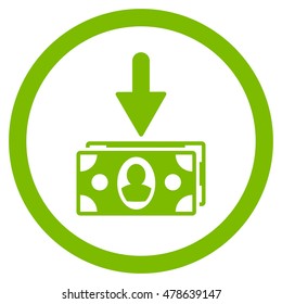 Banknotes Income rounded icon. Vector illustration style is flat iconic symbol, eco green color, white background.