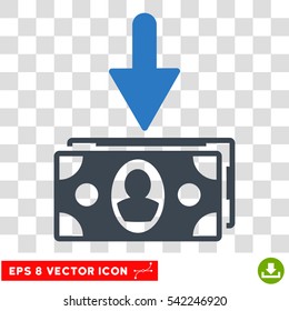 Banknotes Income vector icon. Image style is a flat smooth blue pictograph symbol.
