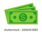 Banknotes isolated on white background.USD money currency bill.Payment, purchase, savings symbol.Flat vector graphic illustration.
