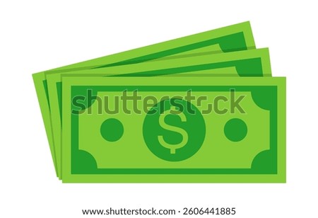 Banknotes isolated on white background.USD money currency bill.Payment, purchase, savings symbol.Flat vector graphic illustration.