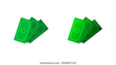Iconos de billetes y dinero. Paquete de billetes. Estilo plano. Iconos vectoriales