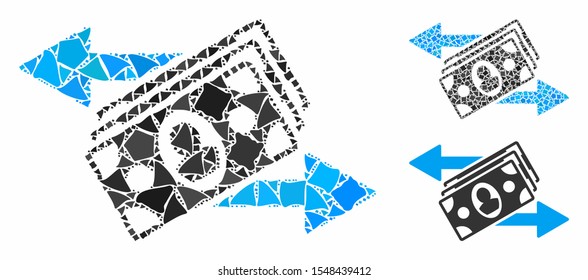 Banknotes payments composition of rough pieces in various sizes and color hues, based on banknotes payments icon. Vector inequal pieces are grouped into collage.