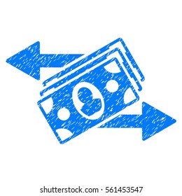 Banknotes Payments grainy textured icon for overlay watermark stamps. Flat symbol with scratched texture. Dotted vector blue ink rubber seal stamp with grunge design on a white background.