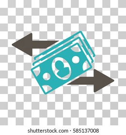 Banknotes Payments icon. Vector illustration style is flat iconic bicolor symbol, grey and cyan colors, transparent background. Designed for web and software interfaces.