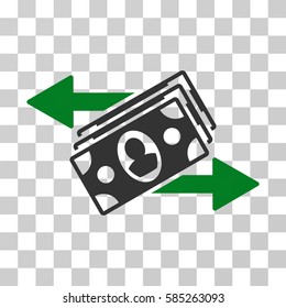 Banknotes Payments icon. Vector illustration style is flat iconic bicolor symbol, green and gray colors, transparent background. Designed for web and software interfaces.