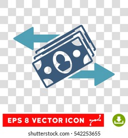 Banknotes Payments vector icon. Image style is a flat cyan and blue icon symbol.