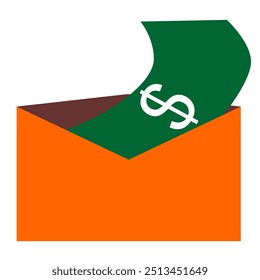 Banknotes are put in the wallet Color Vector Icon Symbol