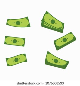 Banknotes set. Money cash. Dollars. Vector illustration icon