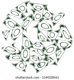 Banknotes swirl in a circle.