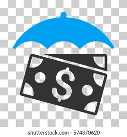 Banknotes Umbrella icon. Vector illustration style is flat iconic bicolor symbol, blue and gray colors, transparent background. Designed for web and software interfaces.