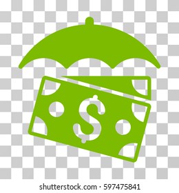 Banknotes Umbrella icon. Vector illustration style is flat iconic symbol, eco green color, transparent background. Designed for web and software interfaces.