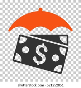 Banknotes Umbrella icon. Vector pictogram style is a flat symbol, color, chess transparent background. Designed for software and web interface toolbars and menus.