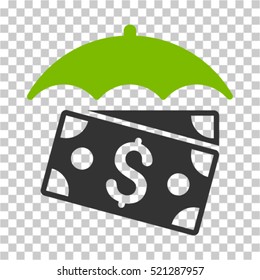 Banknotes Umbrella icon. Vector pictogram style is a flat symbol, color, chess transparent background. Designed for software and web interface toolbars and menus.