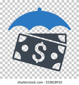 Banknotes Umbrella icon. Vector pictogram style is a flat symbol, color, chess transparent background. Designed for software and web interface toolbars and menus.