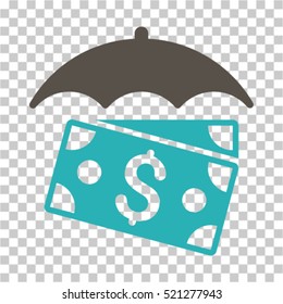 Banknotes Umbrella icon. Vector pictograph style is a flat symbol, color, chess transparent background. Designed for software and web interface toolbars and menus.