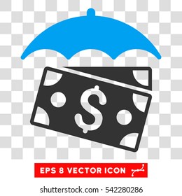 Banknotes Umbrella vector icon. Image style is a flat blue and gray icon symbol.