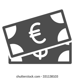 Banknotes vector icon. Style is flat gray symbol, rounded angles, white background.
