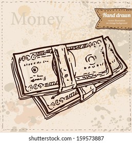 banknotes vector illustration hand drawn