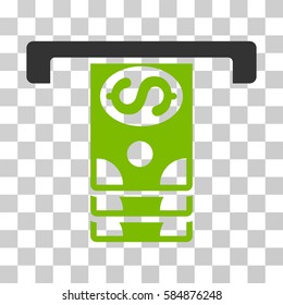 Banknotes Withdraw icon. Vector illustration style is flat iconic bicolor symbol, eco green and gray colors, transparent background. Designed for web and software interfaces.