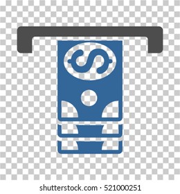 Banknotes Withdraw icon. Vector pictogram style is a flat bicolor symbol, cobalt and gray colors, chess transparent background. Designed for software and web interface toolbars and menus.