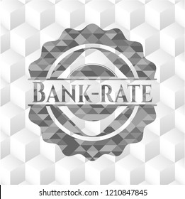 Bank-rate realistic grey emblem with cube white background