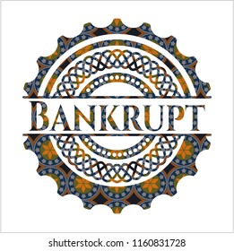 Bankrupt arabic emblem background. Arabesque decoration.