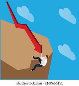 Bankrupt Businessman Falling Off A Cliff Pushed By A Downward Arrow Isometric 3d Vector Illustration Concept For Banner, Website, Illustration, Landing Page, Flyer, Etc.