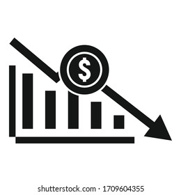 Bankrupt chart icon. Simple illustration of bankrupt chart vector icon for web design isolated on white background