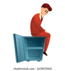 Bankrupt empty money safe icon. Cartoon of bankrupt empty money safe vector icon for web design isolated on white background