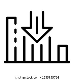 Bankrupt graph icon. Outline bankrupt graph vector icon for web design isolated on white background