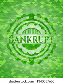Bankrupt green emblem. Mosaic background