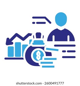 Bankrupt Icon in Glyph Dual Color Style. Simple Glyph Icon Vector. Simple Vector Design