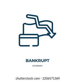 Bankrupt Icon. Linear Vector Illustration From Economy Collection. Outline Bankrupt Icon Vector. Thin Line Symbol For Use On Web And Mobile Apps, Logo, Print Media.