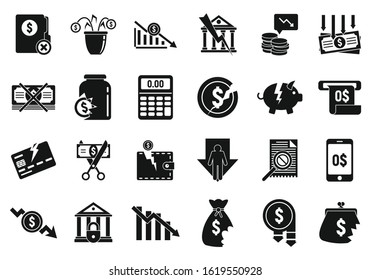 Bankrupt icons set. Simple set of bankrupt vector icons for web design on white background