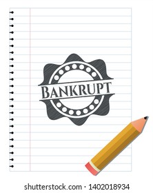 Bankrupt pencil draw. Vector Illustration. Detailed.