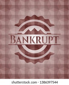 Bankrupt red emblem with geometric pattern. Seamless.