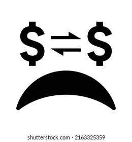 Bankrupt, Sad, Crash, Bad Debt Icon. Black Vector Graphics.