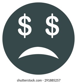 Bankrupt Smiley icon from Commerce Set. Vector style: flat symbol, soft blue color, rounded angles, white background.
