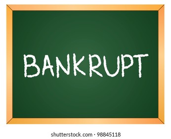 "bankrupt" word written on chalkboard