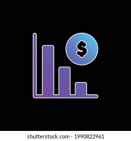 Icono de vector de gradiente azul de bancarrota